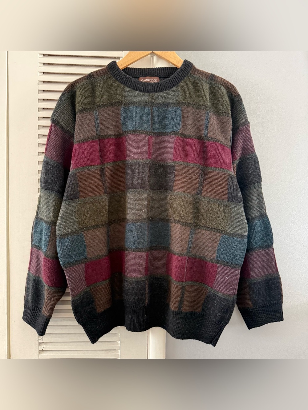 Vintage 90’s Cambridge Classics Geometric Knit Grandpa Sweater